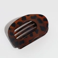 Flat leopard print hair claw clip in brown and black resin for elegant hairstyling - Matte Leopard Yellow Black