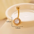 Piercing ombelico in acciaio dorato con farfalla di zirconi e misure indicate - Stile Quadrato (2#) / 1.07cm x 1.05cm / Oro