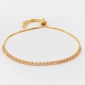 Adjustable gold bolo bracelet with champagne round-cut cubic zirconia inlays - Champagne Zircon 2.5mm Bracelet