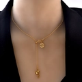 Golden titanium steel necklace with Fu character disc and small gourd pendant - Fu Gourd Pendant