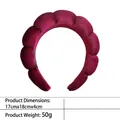 Padded burgundy velvet headband for women with sponge filling and wavy design - 12-velvet Burgundy Headband
