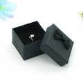 Elegant black jewelry gift box featuring a black satin bow and silver solitaire diamond ring - 5*5*3.5CM / Black