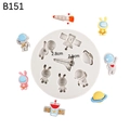 Siliconen mal B151 thema ruimte voor astronaut en raket fondant taart decoraties - B151 / Grijs