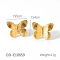 Detailed size specifications for gold butterfly stud earrings with 4.1g weight and 1.95cm width - Brushed Butterfly Stud Earrings