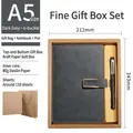 Dark grey A5 notebook gift set with U-shaped buckle, pen, box and matching bag - Dark Grey Metal Buckle Kraft Set