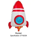 Cartoon rocket foil balloon in red white and blue for space themed party 57x83cm - Rocket 57*83CM