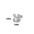 Silver rabbit cartilage stud with dollar sunglasses and teardrop zircon details - Dollar Rabbit Style (4#) / Silver