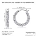 Elegant S925 silver double-row moissanite hoop earrings with dimensions and details - Silver/E13995