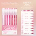 Set di 9 penne da disegno Sweet Pink con punte sottili e campioni di colore vivaci - Set di 9 Rosa Dolce