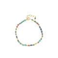 Collana artigianale in turchese africano e corallo rosso con perline dorate stile bohémien - Bracciale Turchese Africano XL-898J-1