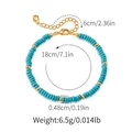 Bracciale di perle di cristallo turchese con perline placcate oro e catena regolabile - Blu Turchese (KB0696-4)
