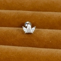Stainless steel crown stud earring with marquise-cut zircon crystals and ball back - Silver (Triple Marquise Crown Y20412-14)