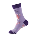 Lavender cotton crew socks with dark purple accents and cartoon sea life patterns - Purple Ocean Fish Shrimp