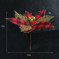 Red black plaid Christmas artificial flower decoration with gold glitter berries, 21x17cm - X1-21 Red and Black Plaid / Red/Black/Gold