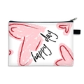 White canvas makeup bag with pink heart patterns and happy day script design - White Graffiti Heart