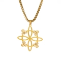 Collier hip-hop rétro en acier inoxydable doré avec pendentif Triskele et chaîne box - Or