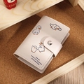 Cream card holder with cute duck illustration and silver buckle in leather style - Sketch Duck / Off-white (Duck)