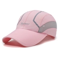 Pink quick-dry baseball cap with grey mesh vents and reflective accents for sport - Pink