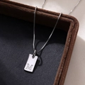 Minimalist S925 silver necklace featuring a rectangular pendant with engraved letter M - Letter M / Silver