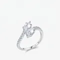 Elegante anello in argento sterling S925 con due zirconi trasparenti taglio marquise - Taglia US 5 / Argento