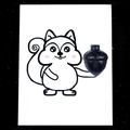 Creative black acorn handle in smooth glossy finish with cute squirrel card display - Obsidian (1pc)
