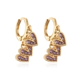18K gold plated copper earrings featuring cascading purple zircon heart-shaped pendants - Purple Heart