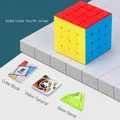 MoYu 4x4x4 professional speed cube in solid colors with a green display stand - 4x4 Stickerless