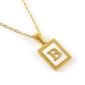 18K vergulde roestvrijstalen ketting met rechthoekige schelphanger en de letter B - Letter B (Inclusief Ketting)