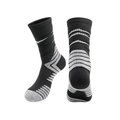 Thick black basketball socks with grey compression arch support and cushioned towel sole - Kids One Size / Black/Grey