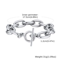 Bracciale a catena in acciaio inossidabile argento con chiusura OT, perimetro 17,5 cm e 31 g - Bracciale Color Acciaio 21CM