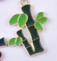 DIY bamboo panda earring pendant in green and gold enamel finish accessory - Bamboo Leaf