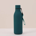 Matte dark green 304 stainless steel cola bottle water flask with fabric carry strap - Rubber Paint Forest Green with Strap