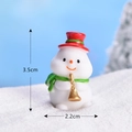 Miniature snowman figurine with red hat and gold trumpet for Christmas DIY micro landscape - No.4 Snowman Playing Trumpet