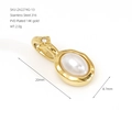 Oval 14K gold plated stainless steel pearl pendant necklace charm for women DIY jewelry - Pearl Gold