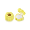 Scatola per anelli in velluto a forma di fiore giallo vista aperta e chiusa - Fiore di Prugno Giallo / 62*62*36mm