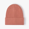 Bonnet en tricot rose corail classique avec motif côtelé pour la chaleur hivernale - Rouge Orangé (22B044)