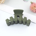 Matte olive green large claw clip with geometric design for thick hair styling - Army Green