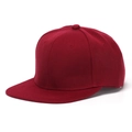 Dettaglio del cappello hip-hop bordeaux con visiera piatta e corona a sei pannelli - Borgogna