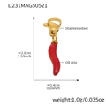 Detail eines roten Chili-Anhängers aus Edelstahl mit Maßen und Tropföl-Finish für Schmuck - 2 Stück Goldener Rote-Chili-Anhänger
