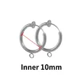 Silver stainless steel invisible spring earrings components with 10mm inner diameter - Steel Color With Loop-10mm