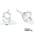 Minimalist silver stud earring with 0.5cm round clear cubic zirconia stone inlay - Clear White/Silver (0.5cm)
