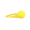 Cute yellow plush ball BB hair clip for girls with a matte lacquered metal base - Yellow