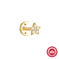Elegant S925 sterling silver gold-plated star and moon cartilage stud earrings with crystals - Single Gold #10 (Star & Moon)