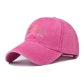 Detail shot of the embroidery on a rose pink washed cotton Jesus baseball cap - Adjustable / Jesus Rose Red