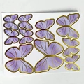 Set of 10 purple and gold butterfly cake toppers with metallic finish for DIY baking - Purple Gold-Edged Butterfly Material Kit