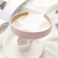 Pink and white checkered fabric headband with soft khaki suede lining for women - Pink Plaid Wide Headband (FK-B045 Pink Plaid)