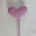 Handmade purple crochet heart bouquet with yarn stem, minimalist Japanese gift style - Purplish Red