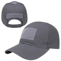 Detail of dark grey ripstop tactical cap with multiple hook-and-loop patch areas - Dark Gray