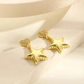 Détail de boucles d'oreilles cœur dorées avec zircons et pendentifs en étoile - Style Étoile Or