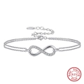 Bracciale infinito regolabile in argento sterling S925 con zirconi a pavé - Infinito Pave (SB136)